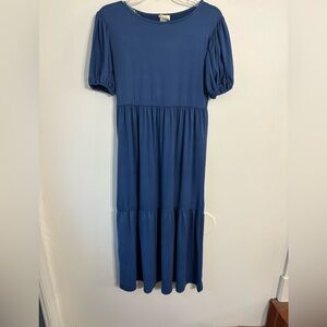 P & Rose Tiered  Blue Midi Dress SIZE SMALL